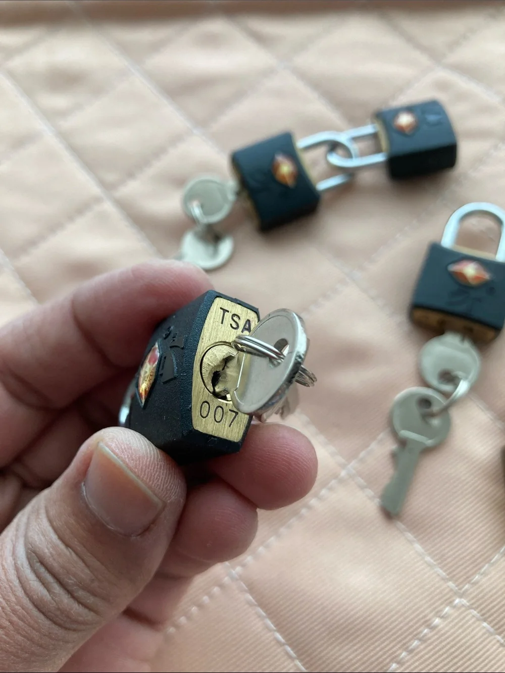 Masters Black and Brass Travel Padlock Key Set